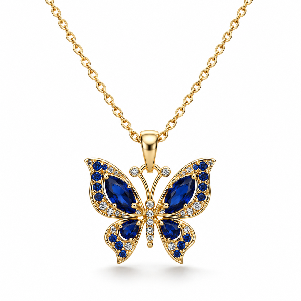 Incanto Blu – Collana con pendente a farfalla