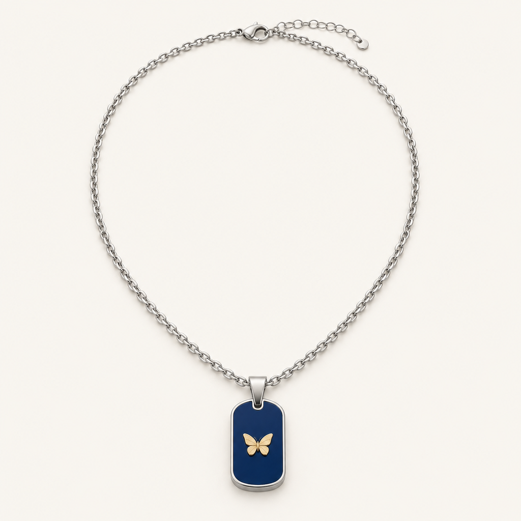 [BM-N01] Collana Dog Tag Blue